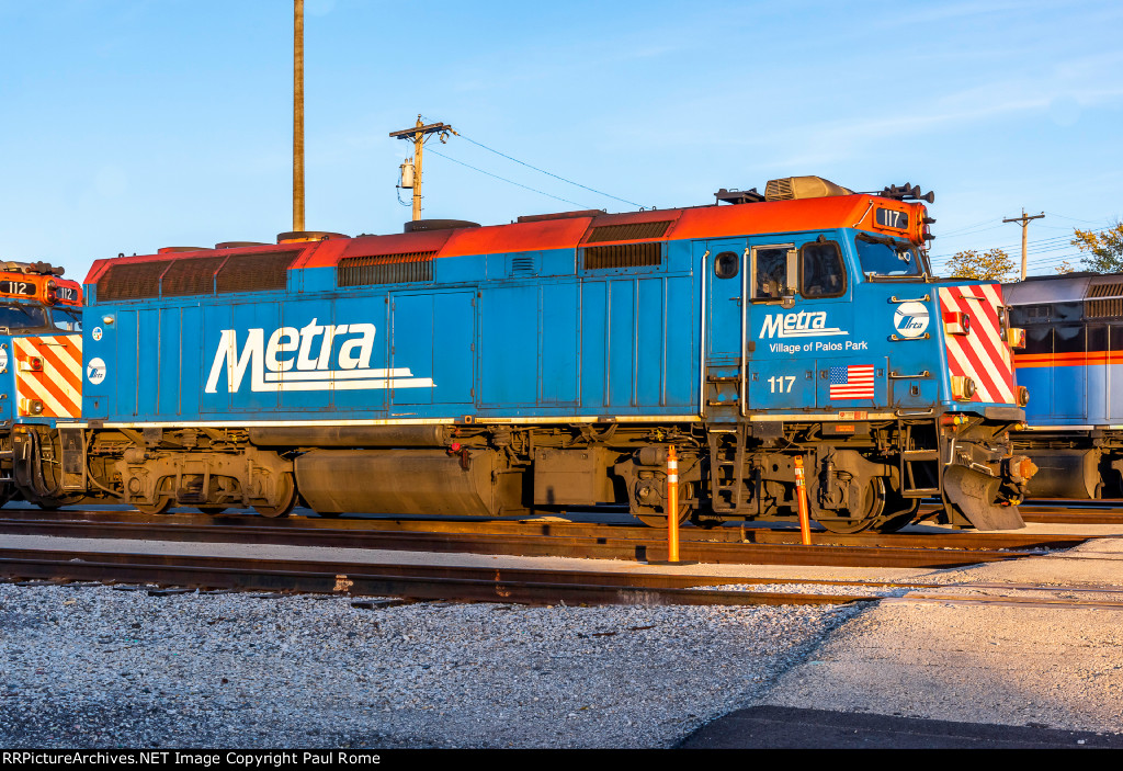 METX 117, 'Village of Palos Park', EMD F40PH at Metra Hill Yard 